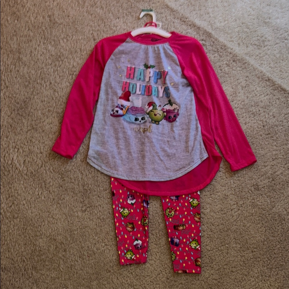 Shopkins Holiday Pajama Set - Pink and Gray